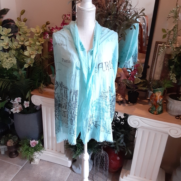 PARIS Wrap / Scarf Size 30" x 70" Silk - Picture 2 of 5
